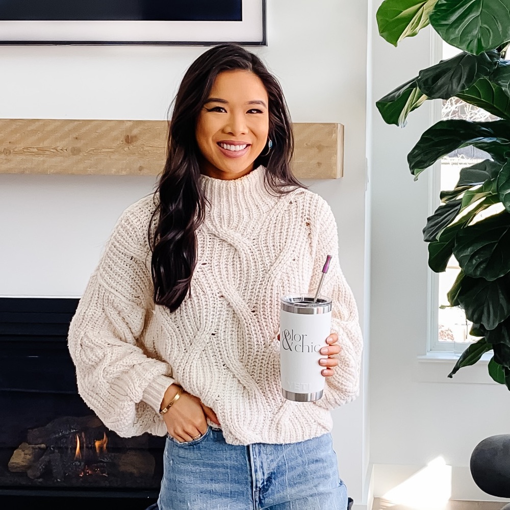 Free People Cable Knit Sweater Cropped